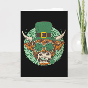 Cow Shamrock Coquette Bow St Patrick's Day  Card