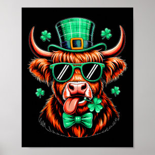 Cow Shamrock St Patricks Day Irish Women Girls Kid Poster