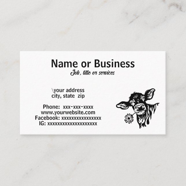 cow silhouette business card (Front)