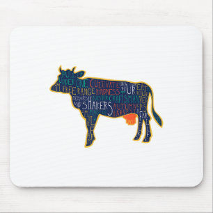 Cow Silhouette Tygraphy Phrases Heifer Fun Chris Mouse Pad