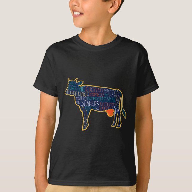 Cow Silhouette Tygraphy Phrases Heifer Fun Chris  T-Shirt (Front)