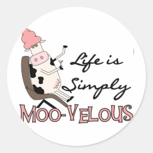 Cow Simply Moo-velous Tshirts and Gifts Classic Round Sticker