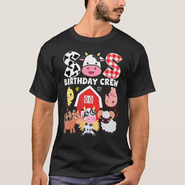 Cow Sis Birthday Crew Farm Theme Animals Birthday  T-Shirt (Front)