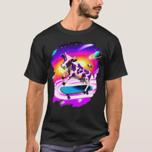 Cow Skateboarding in Outer Space Retro Vintage Ska T-Shirt