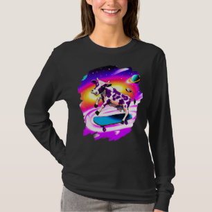 Cow Skateboarding in Outer Space Retro Vintage Ska T-Shirt