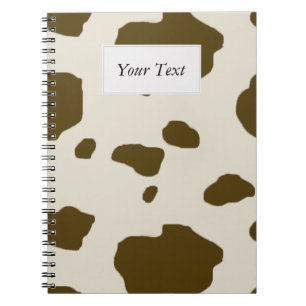 COW SKIN brown with text label Spiral Notebook