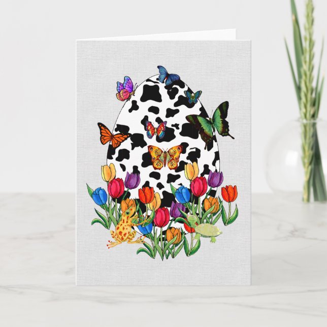 Cow Skin Easter Egg Holiday Card (Front)