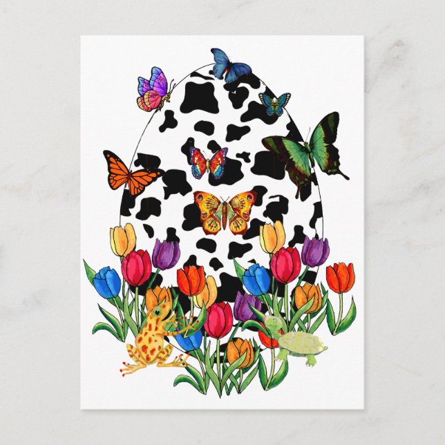 Cow Skin Easter Egg Holiday Postcard (Front)