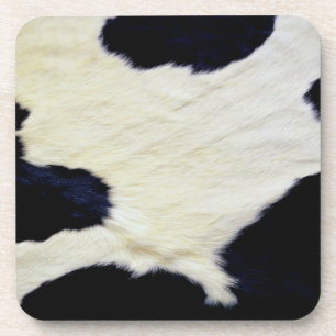 Cow Skin Fur Texture Black and White Customise Coaster