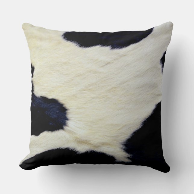 Cow Skin Fur Texture Black and White Customise Cushion (Front)