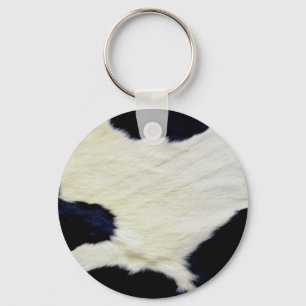 Cow Skin Fur Texture Black and White Customise Key Ring