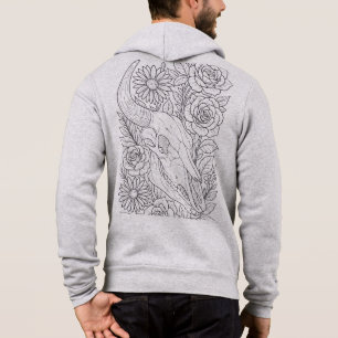 Cow Skull Among Prairie Flowers Hoodie