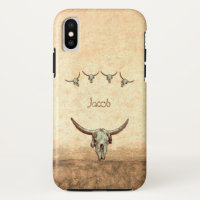 Cow Skull Brown Western Country Rustic Style