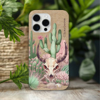 Cow Skull Desert Floral Cactus Personalised Name