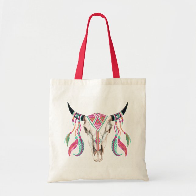 Cow Skull with Dream Catchers Tote Bag (Front)