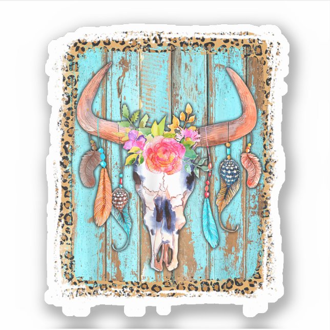 Cow Skulls For Women Leopard Print. Perfect design (Front)