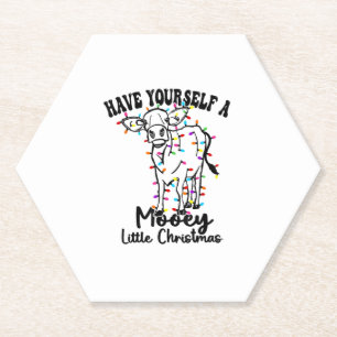 Cow & Snow Have Yourself A Mooey Little Christmas  Paper Coaster