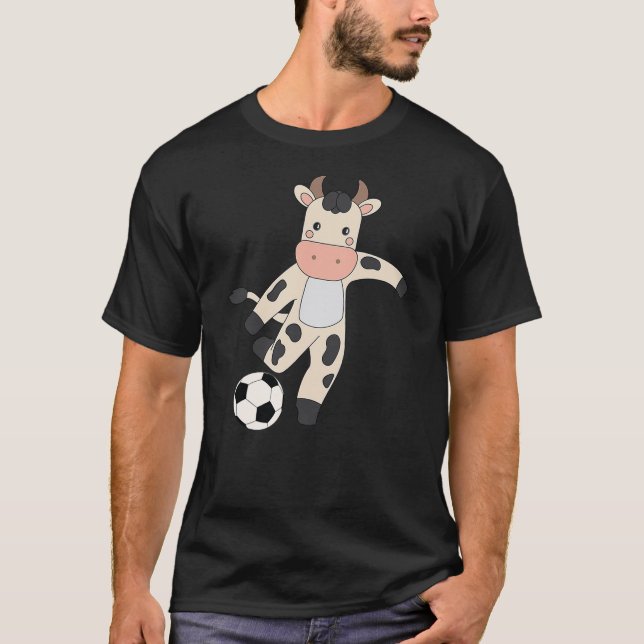 Cow Soccer Player Hobby Ball Sports T-Shirt (Front)
