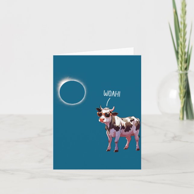Cow Solar Eclipse Farmer Dad Illustration Card (Front)