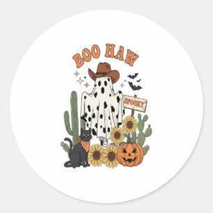 Cow Spot Ghost Western-Funny Halloween Classic Round Sticker
