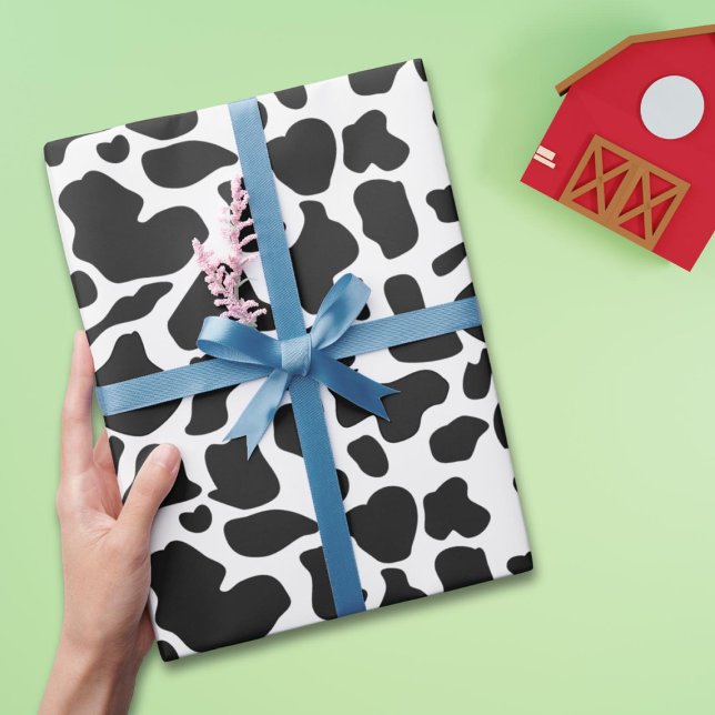 Cow Spots Black and White Farm Wrapping Paper (Creator Uploaded)