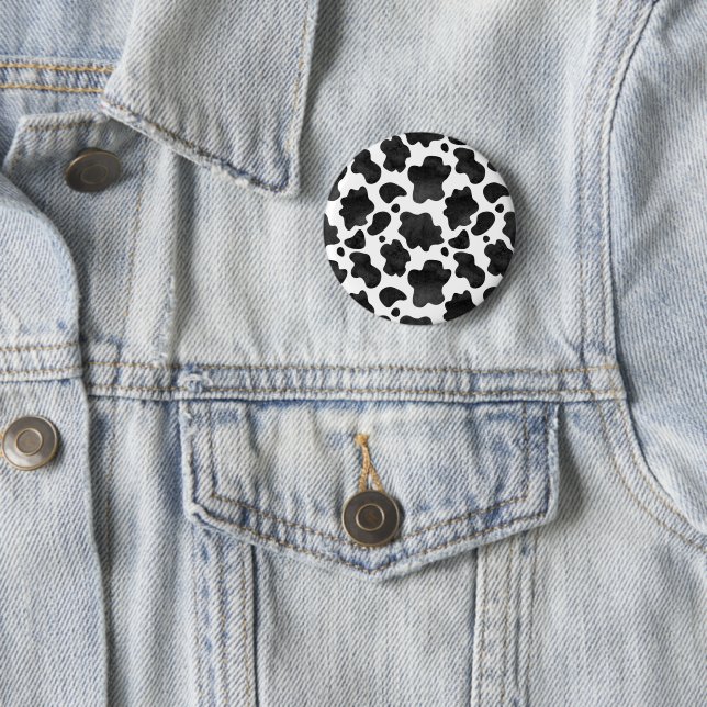 Cow Spots Pattern Black and White Animal Print 6 Cm Round Badge (In Situ)