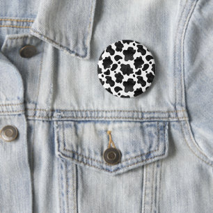 Cow Spots Pattern Black and White Animal Print 6 Cm Round Badge