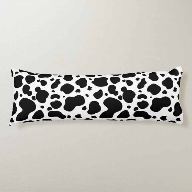 Cow Spots Pattern Black and White Animal Print Body Cushion (Front)