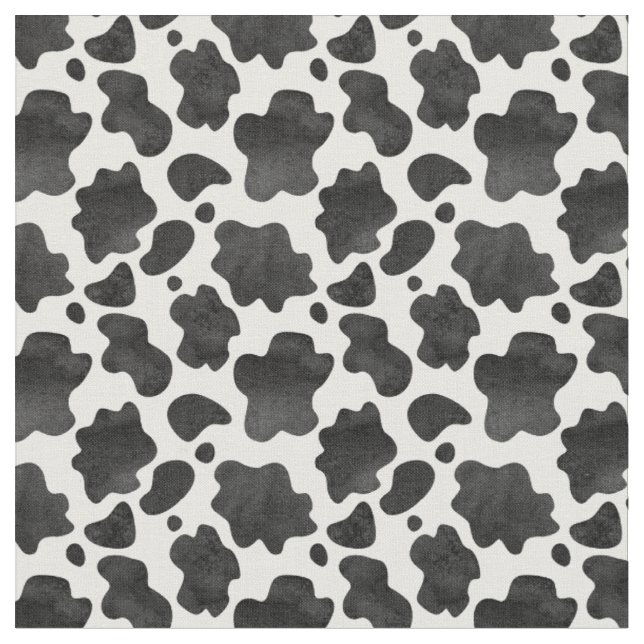 Cow Spots Pattern Black and White Animal Print  Fabric (Close Up)