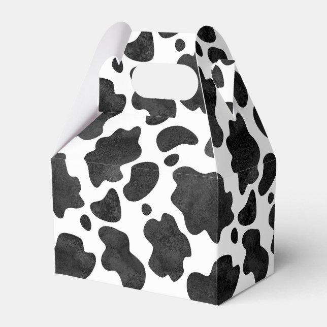 Cow Spots Pattern Black and White Animal Print Favour Box (Front Side)