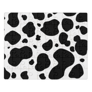 Cow Spots Pattern Black and White Animal Print Jigsaw Puzzle