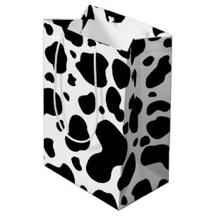 Cow Spots Pattern Black and White Animal Print Medium Gift Bag