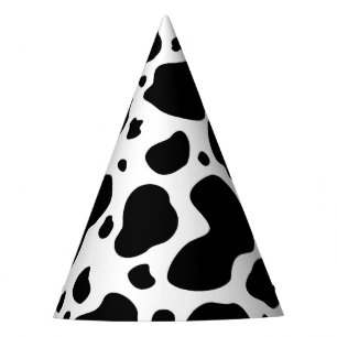 Cow Spots Pattern Black and White Animal Print Party Hat