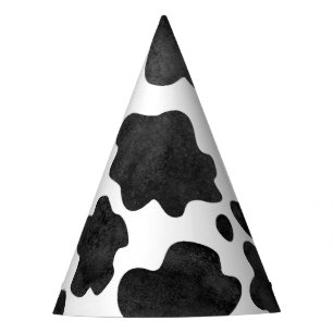 Cow Spots Pattern Black and White Animal Print Party Hat
