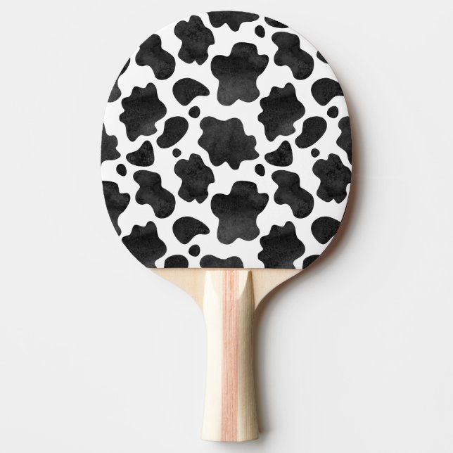Cow Spots Pattern Black and White Animal Print Ping Pong Paddle (Front)