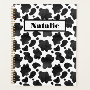 Cow Spots Pattern Black and White Animal Print Planner