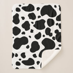 Cow Spots Pattern Black and White Animal Print Sherpa Blanket