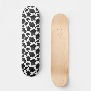 Cow Spots Pattern Black and White Animal Print Skateboard