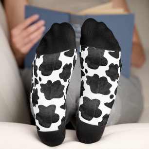 Cow Spots Pattern Black and White Animal Print Socks