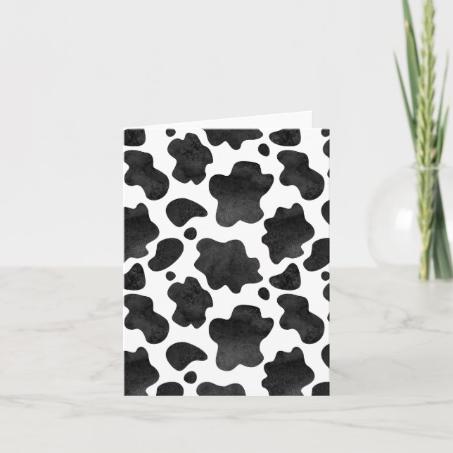 Cow Spots Pattern Black and White Animal Print Thank You Card (Front)