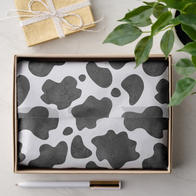 Cow Spots Pattern Black and White Animal Print Tissue Paper (Gift)