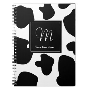 Cow spots pattern notebook   Monogram animal print