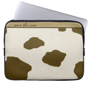 Cow Spots SAVE THE COW brown Laptop Sleeve