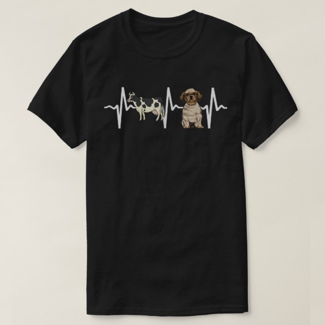 Cow Spotted Shih Tzu Heartbeat Dog Lover  T-Shirt (Design Front)