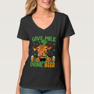 Cow St Patrick s Day Save Milk Drink Beer Irish Pa T-Shirt
