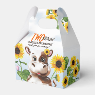 Cow Sunflower Girl 2nd Birthday Favour Box
