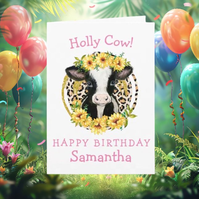 Cow Sunflowers Happy Birthday card ( Imagine a sweet cow surrounded by vibrant sunflowers on a birthday card—how adorable is that?)
