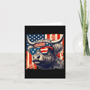 Cow Sungles American Flag 4th Of July Farmer Card