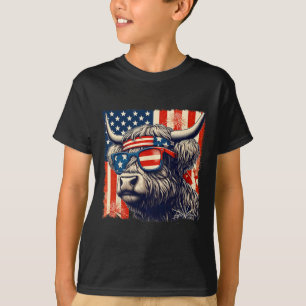 Cow Sungles American Flag 4th Of July Farmer  T-Shirt