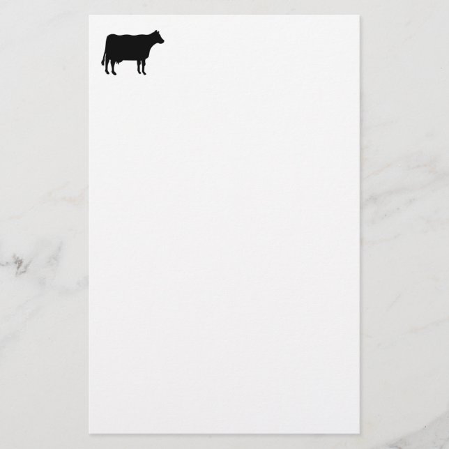 Cow Symbol - Black on White Stationery (Front)